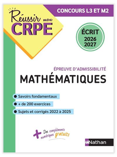 Réussir mon CRPE Maths épreuve d'admissibilité écrit
