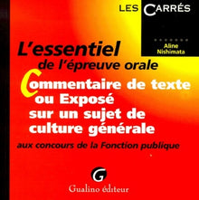 Le commentaire ou l'exposé aux concours de la fonction publique