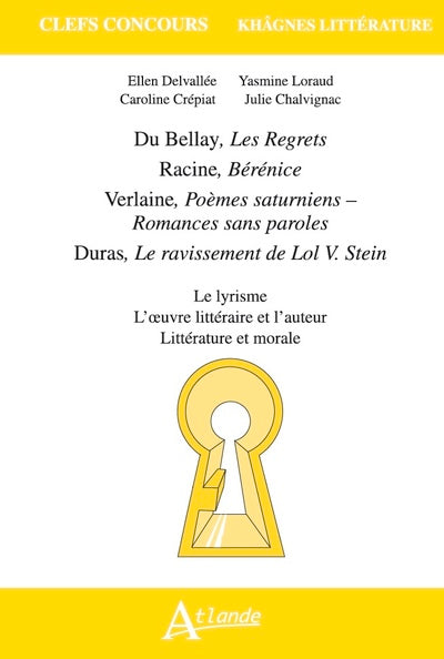 Khâgnes 2021 Du Bellay, Les Regrets , Racine, Bérénice , Verlaine, Poèmes: saturniens , Duras, Le ravissement de Lol V. Stein