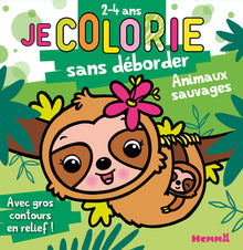 Je colorie sans déborder (2-4 ans) - Animaux sauvages (Paresseux) T78 - Avec gros contours en relief !