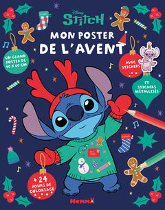 Disney Stitch - Mon poster de l'Avent - 24 jours de coloriage - Un grand poster de 40x60cm - Avec stickers et stickers métallisés