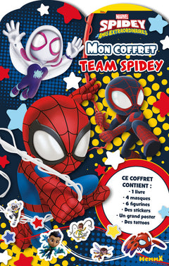 Marvel Spidey et ses amis extraordinaires - Mon coffret Team Spidey ! - Ce coffret contient: 1 livre, 4 masques, 6 figurines, des stickers, un grand poster, des tattoos