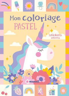 Mon coloriage pastel (Licornes) - Stickers offerts
