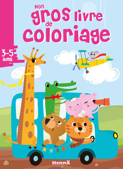 Mon gros livre de coloriage (Autobus bleu et animaux)