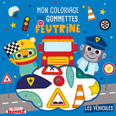 Mon P'tit Hemma - Mon coloriage avec gommettes en feutrine - Les véhicules