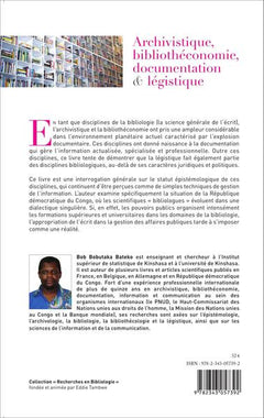 Archivistique, bibliothéconomie, documentation et légistique