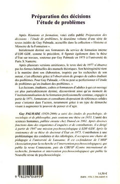 Préparation des décisions l'étude de problèmes