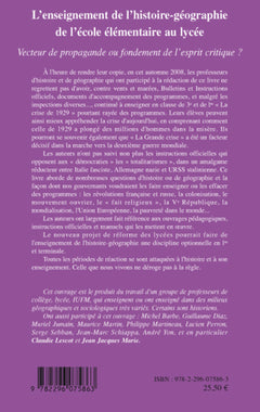 L'enseignement de l'histoire-géographie de l'école élémentaire au lycée