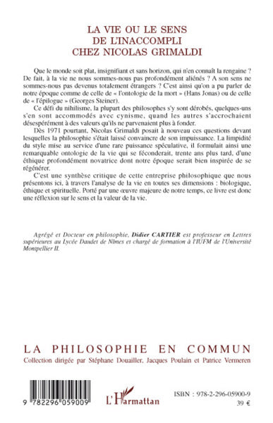 La vie ou le sens de l'inaccompli chez Nicolas Grimaldi