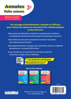 Brevet assuré - Annales - Maths-Sciences - 3e - 2025