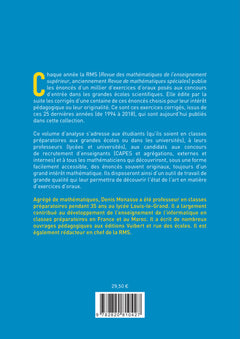 Oral de mathématiques des grandes écoles 123 exercices corrigés et commentés