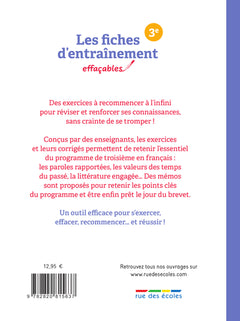 Les fiches d'entraînement effaçables français 3e