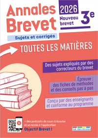 Annales Brevet - Toutes les matières - 3e - 2026