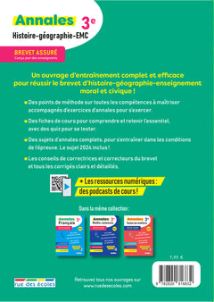 Brevet assuré - Annales Histoire-Géographie-EMC - 3e - 2025