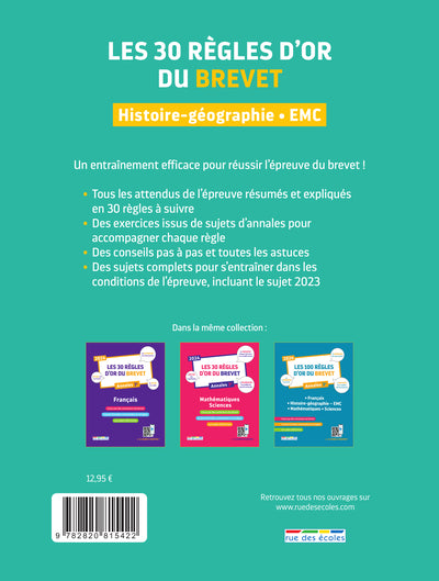 Les 30 règles d'or du Brevet 2024 - Histoire-Géographie-EMC: Annales 3e
