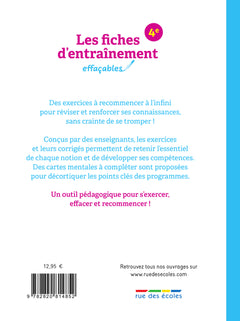Les fiches d'entraînement effaçables 4e