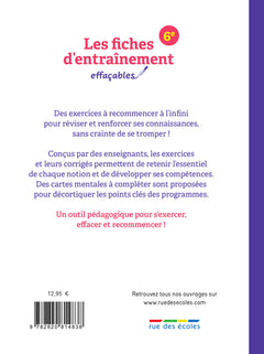 Les fiches d'entraînement effaçables 6e