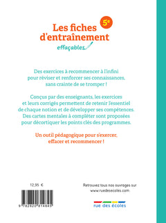 Les fiches d'entraînement effaçables 5e