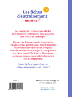 Les fiches d'entraînement effaçables français 6e