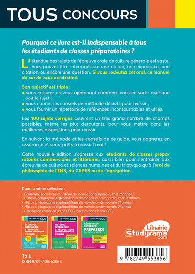100 sujets pour réussir l'oral de culture générale