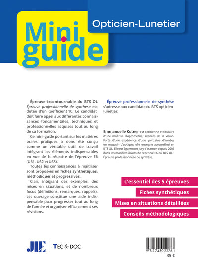 Épreuve professionnelle de synthèse (Opticien-Lunetier)