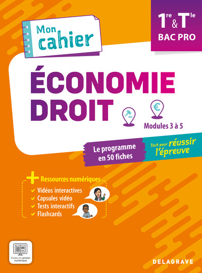 Mon cahier d'économie-droit 1re, Tle Bac Pro (2025) - Pochette élève