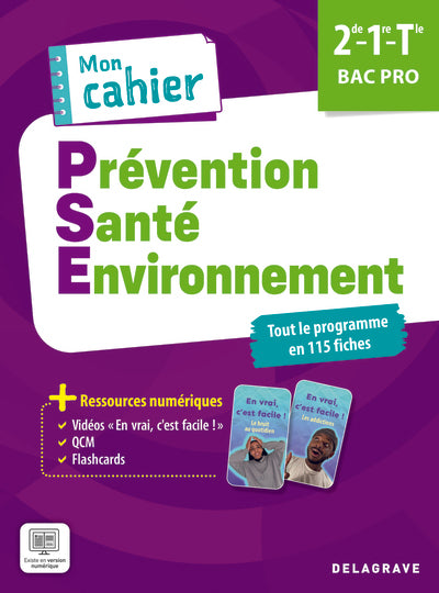 Mon cahier Prévention Santé Environnement (PSE) 2de, 1re, Tle Bac Pro (2025) - Pochette élève