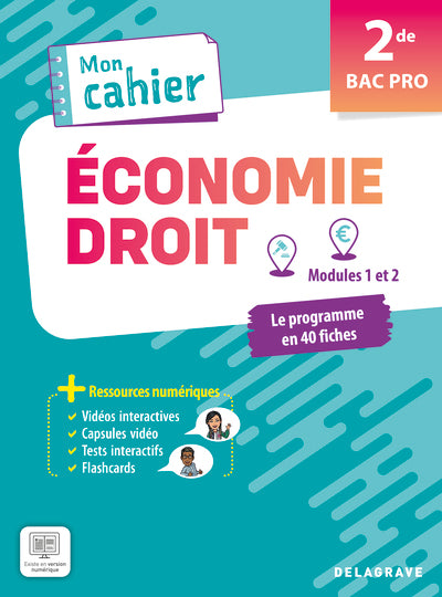 Mon cahier d'économie-droit 2de Bac Pro (2024) - Pochette élève