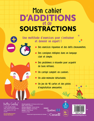 Mon cahier d'additions et de soustractions