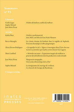Oralités de bonheur, oralités de malheur