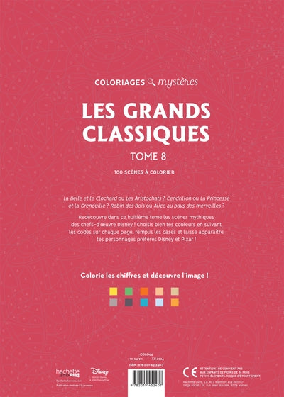 Coloriages mystères Les Grands classiques Disney Tome 8