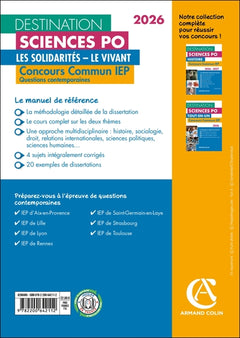 Destination Sciences Po Questions contemporaines 2026 - Concours commun IEP