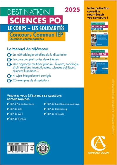 Destination Sciences Po Questions contemporaines 2025 - Concours commun IEP