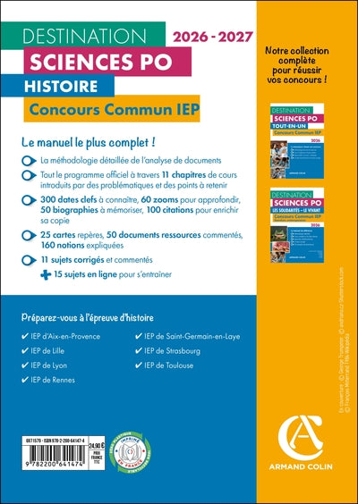Destination Sciences Po Histoire - Concours commun IEP - 2026-2027