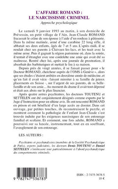 Affaire Romand - Le narcissisme criminel