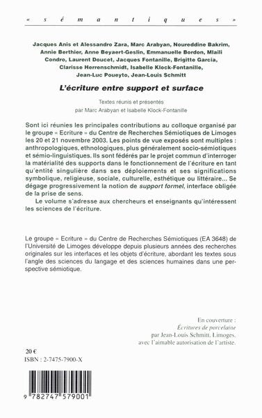 L'écriture entre support et surface