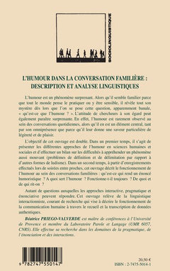 L'humour dans la conversation familière : Description et analyse linguistiques