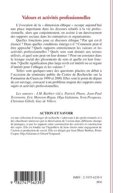 Valeurs et activités professionnelles