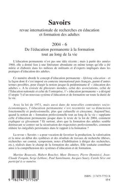 De l'éducation permanente à la formation tout au long de la vie