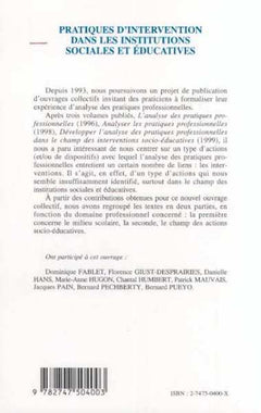 Pratiques d'intervention dans les institutions sociales et éducatives