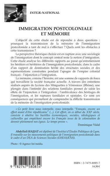 Immigration postcoloniale et mémoire