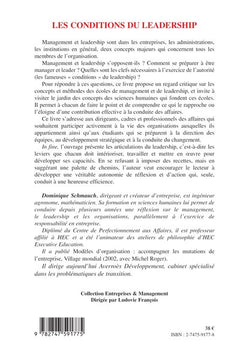 Les conditions du leadership
