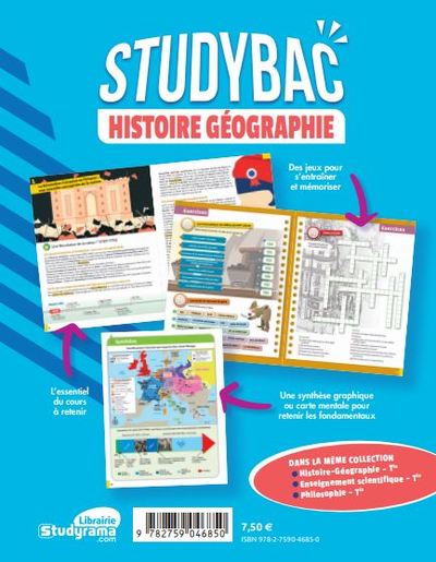 Cahier Studybac - Histoire-Géographie - première - Tronc commun