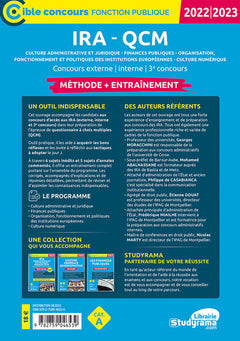 IRA – QCM – Culture administrative et juridique – Finances publiques – Organisation, fonctionnement et politiques des institutions européennes – ... A – Concours 2022)