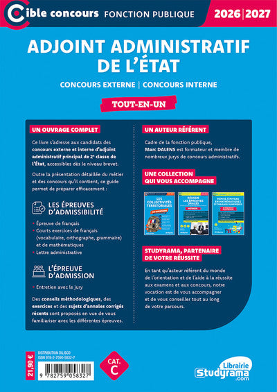 Adjoint administratif principal de 2e classe de l’État – Tout-en-un (Catégorie C – Concours 2026-2027)