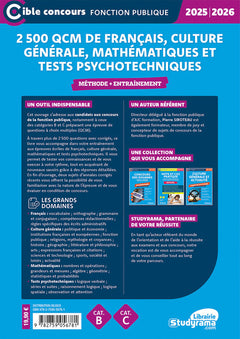 2 500 QCM de français, culture générale, mathématiques et tests psychotechniques