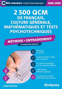 2 500 QCM de français, culture générale, mathématiques et tests psychotechniques