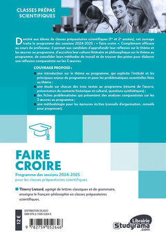 Faire croire - Programme des sessions 2024 - 2025 pour les classes préparatoires scientifiques