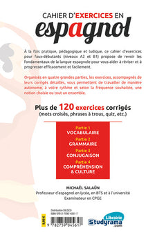 Cahier d'exercices en espagnol: Faux-débutants Niveaux A2-B1
