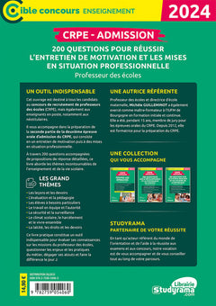CRPE – Admission – 200 questions pour réussir l’entretien de motivation et les mises en situation professionnelle